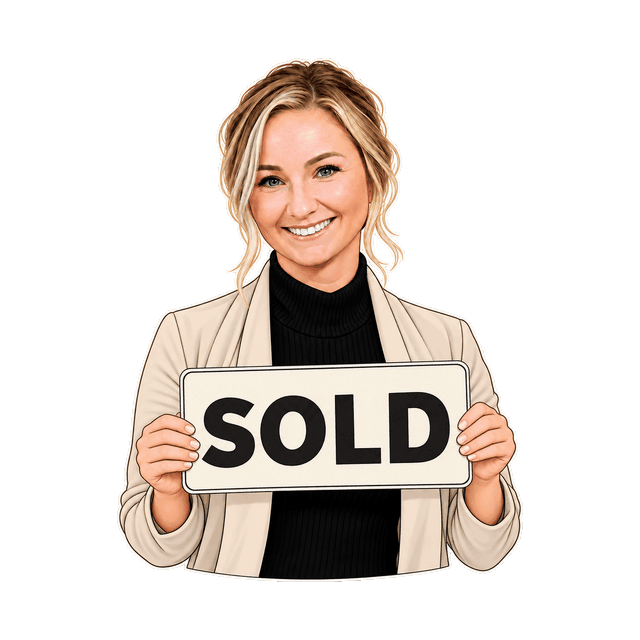 Illustrated Randi holding a sold sign